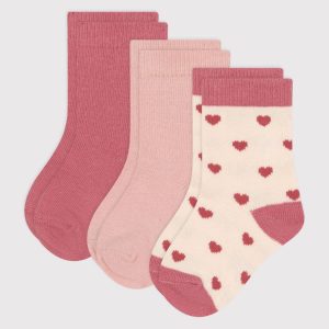 3 PAIA DI CALZINI IN COTONE A CUORICINI NEONATO PETIT BATEAU